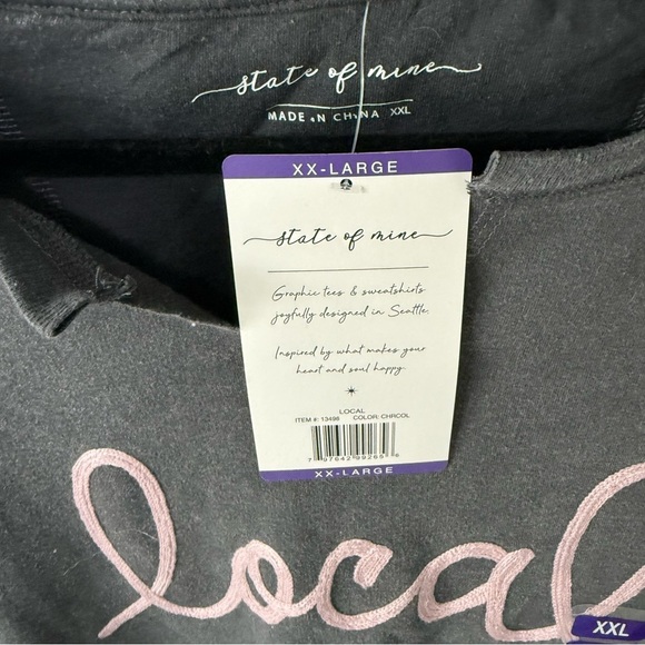 State Of Mine Women Relaxed Fit Statement Comfy Graphic Sweatshirt Charcoal  XXL - Picture 4 of 7